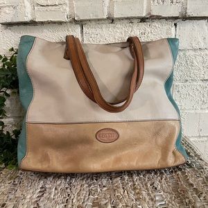 Fossil Leather Tote Bag